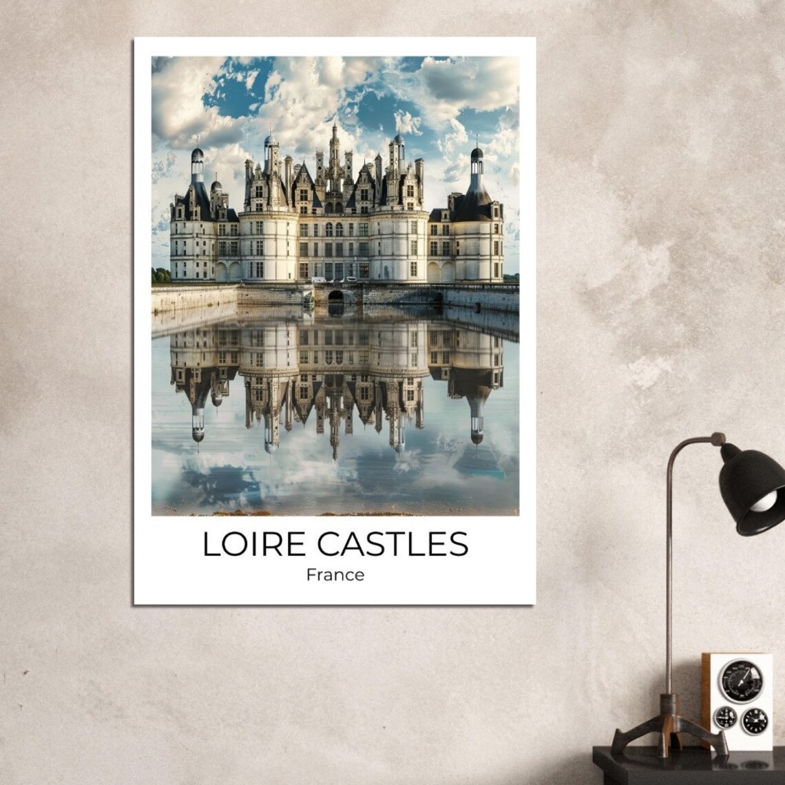 Loire Castles Chambord Travel Poster France Grand Chateau Reflection - Image 3