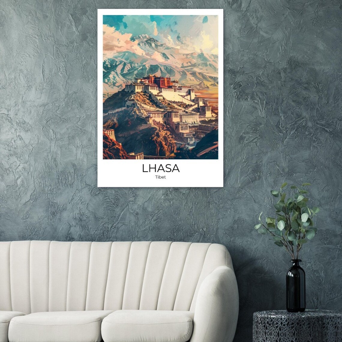 Lhasa Tibet Potala Palace Mountain Panorama Illustrated Travel Poster - Image 3