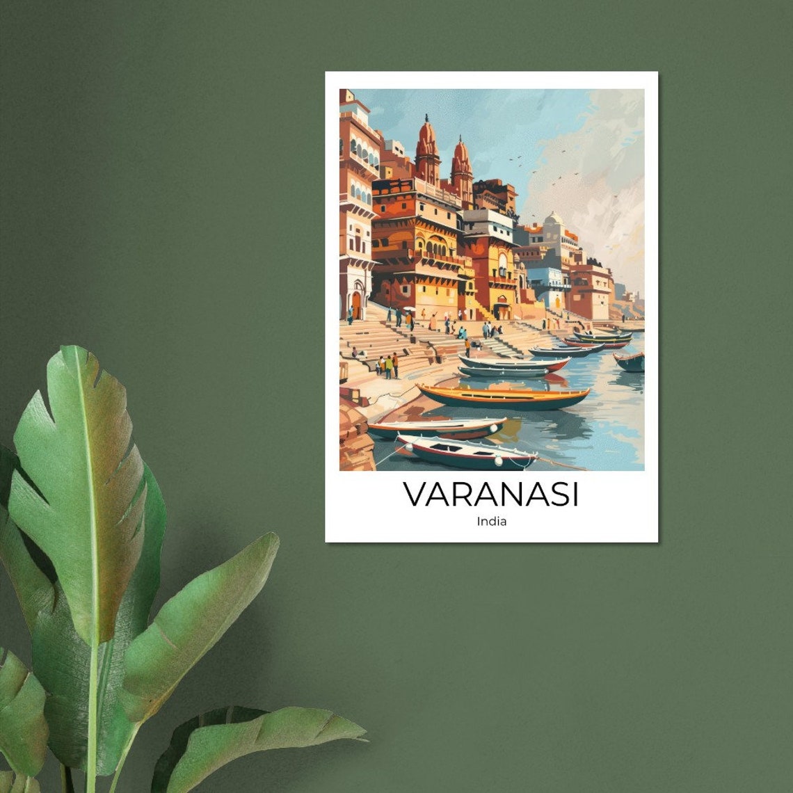Varanasi India Ghats Ganges River Boats Sacred Riverside Scene Poster - Image 4