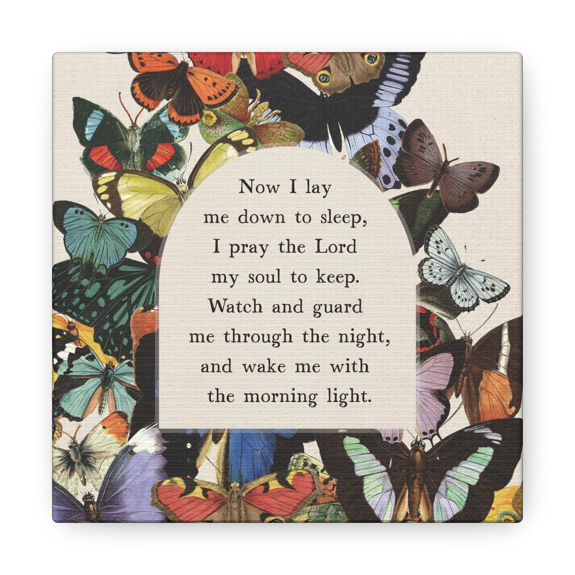 Now I Lay Me Down To Sleep Prayer Butterfly Border Canvas Poster - Image 2