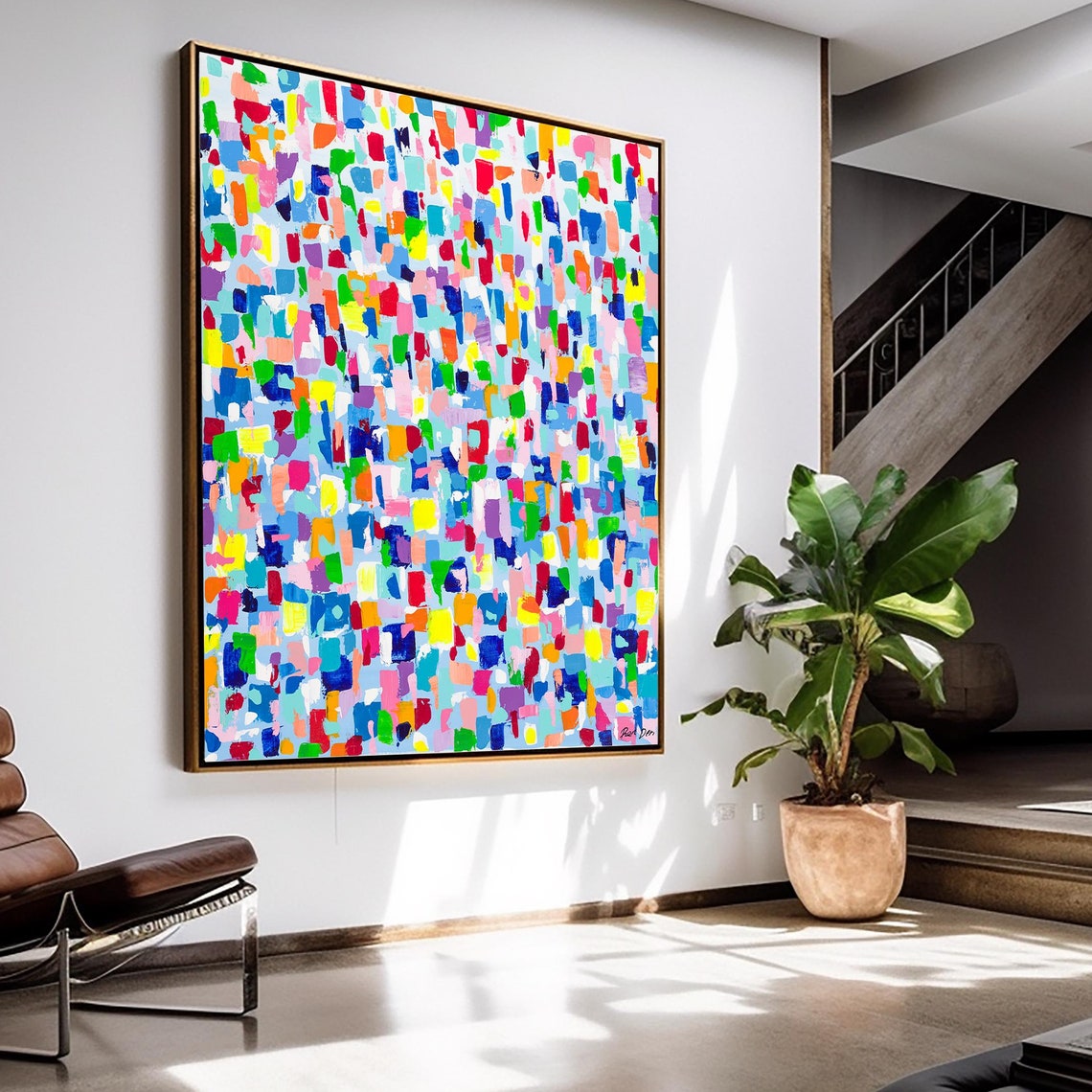 Multicolor Rectangle Mosaic Vertical Modern Abstract Artwork Poster