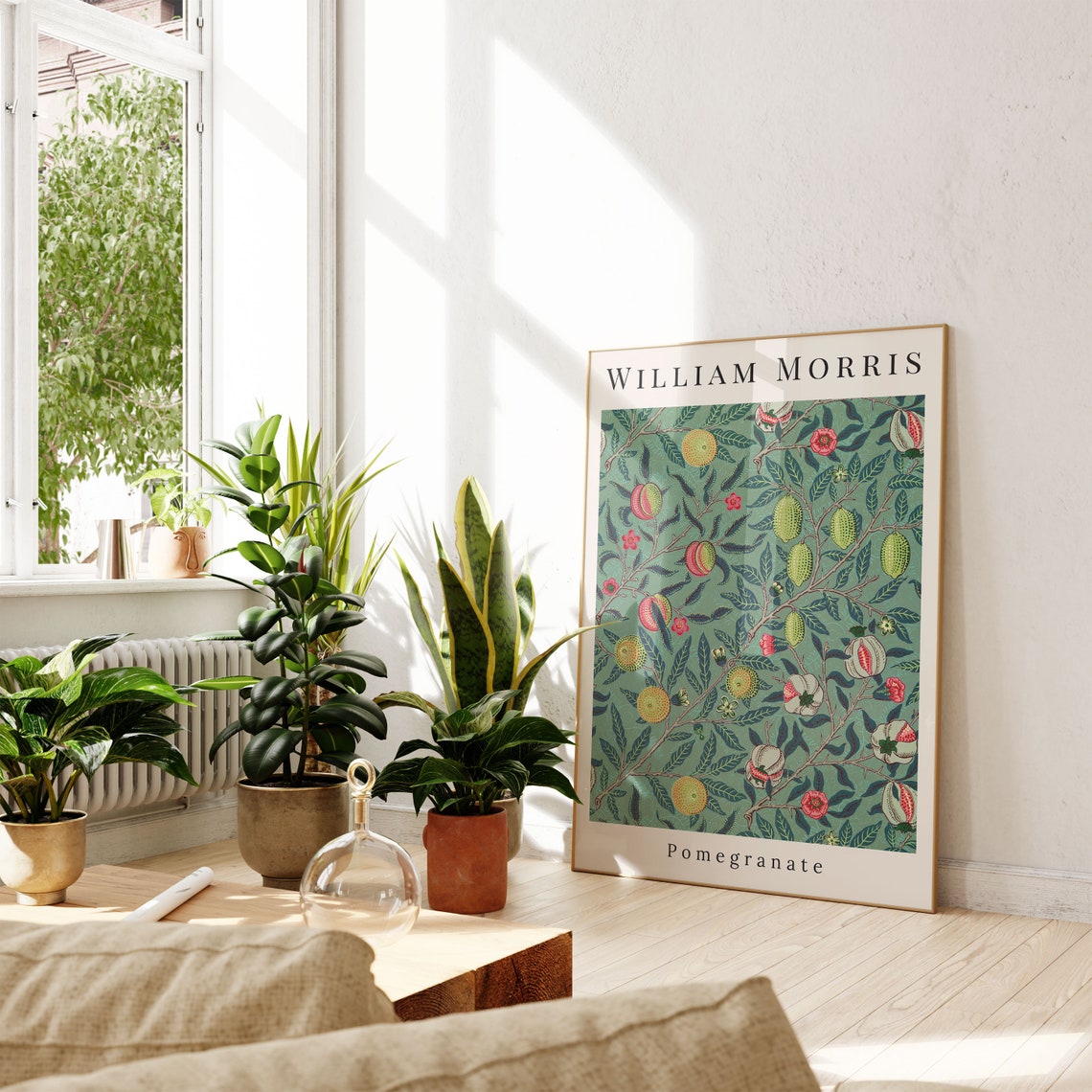 William Morris Pomegranate Fruit Pattern Deep Green Vintage Art Print - Image 4