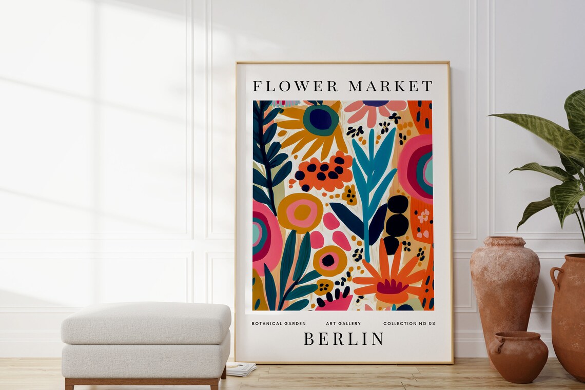Berlin Flower Market Botanical Art Colourful Boho Floral Print - Image 3