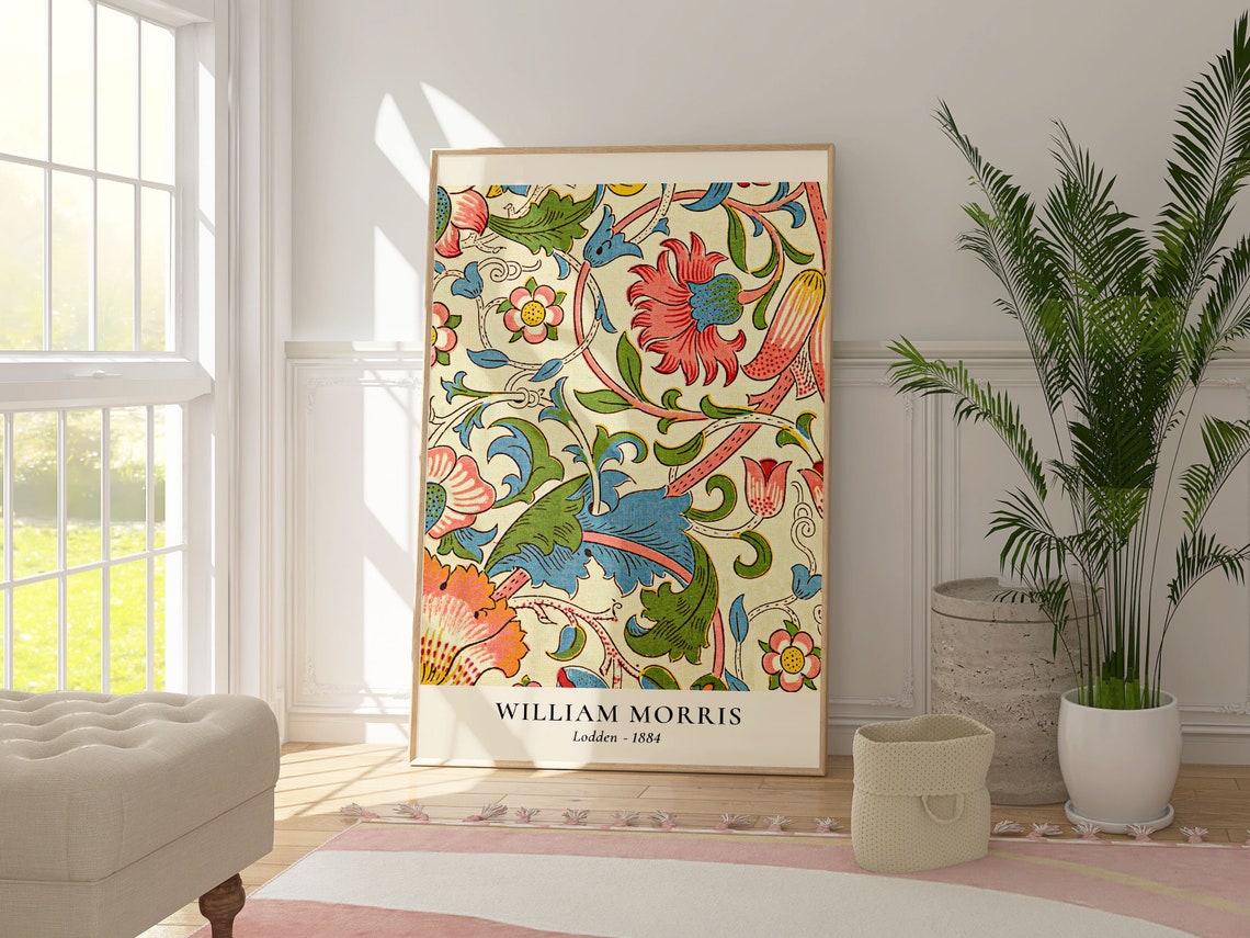 William Morris Lodden 1884 Colorful Floral Scroll Pattern Wall Art - Image 4