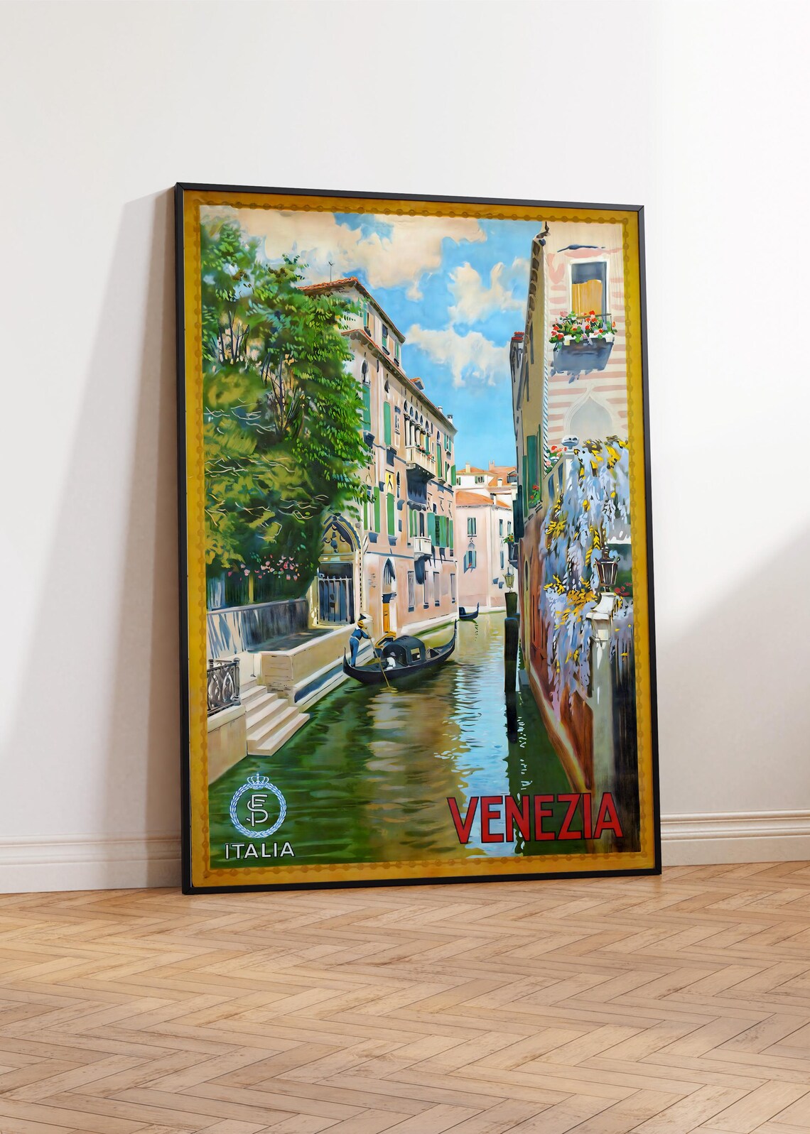 Venice Italy Venezia Gondola Canal Vintage Italian Travel Poster - Image 5