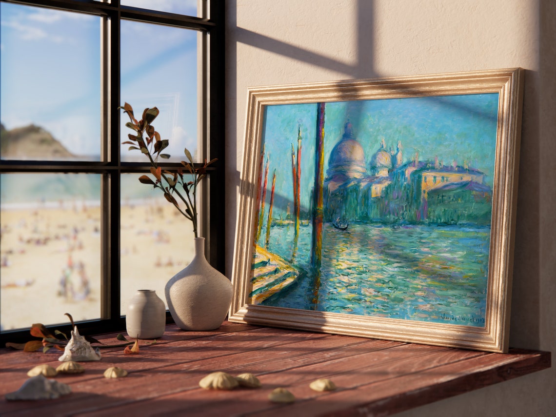 Claude Monet The Grand Canal Of Santa Maria Poster Natural Blue Landscape Print Beautiful Painting Scenic Seascape Art Lovers Gift - Image 3