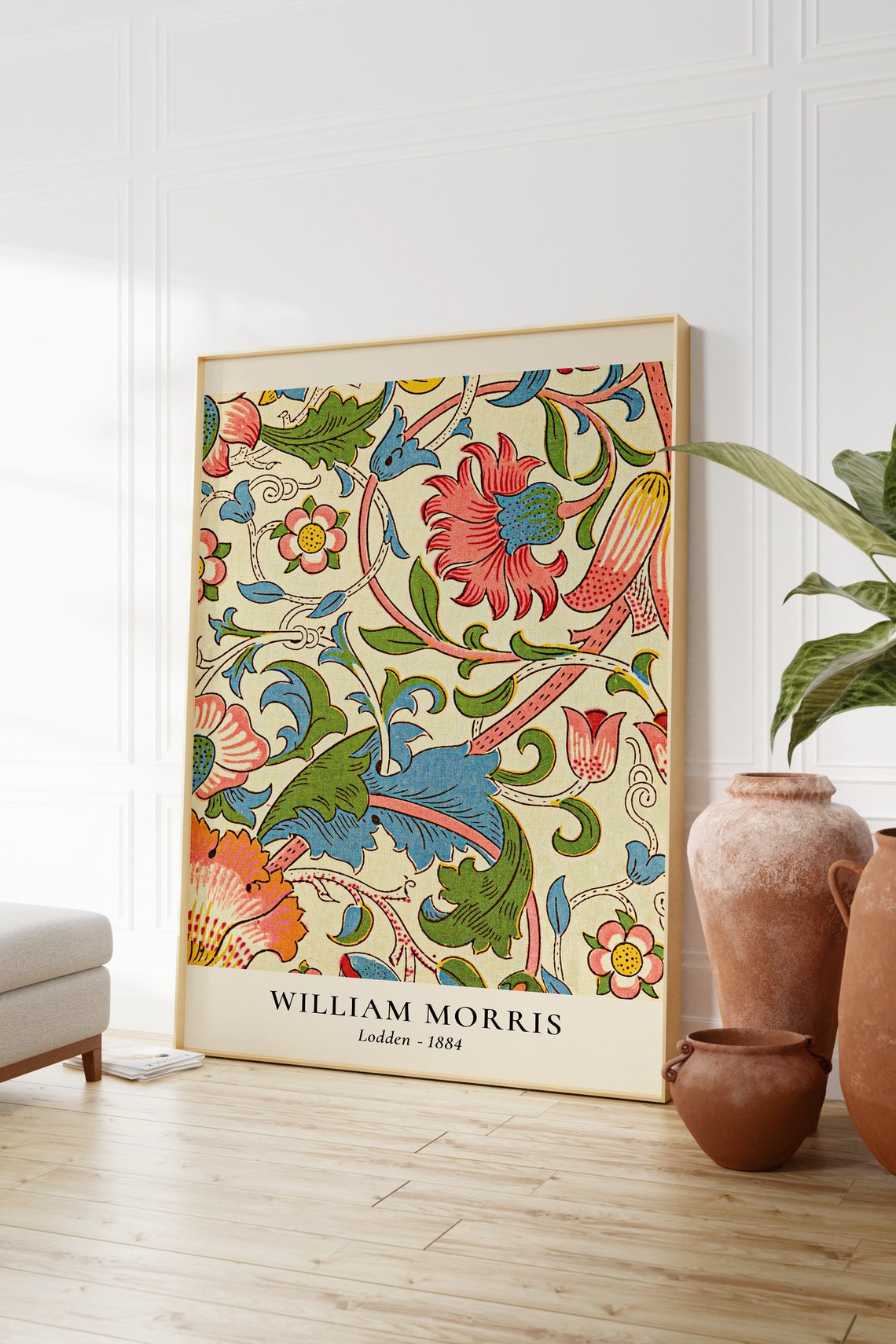 William Morris Lodden 1884 Colorful Floral Scroll Pattern Wall Art - Image 3