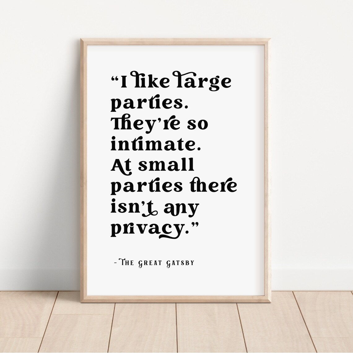 The Great Gatsby Literary Quote Pink I Like Large Parties Book Wall Art - Image 4