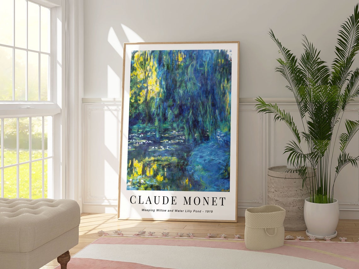 Monet Weeping Willow And Water Lilly Pond Abstract Poster Modern Nature Impressionism Print Gallery Wall Art Decor Art Lovers Gift - Image 3