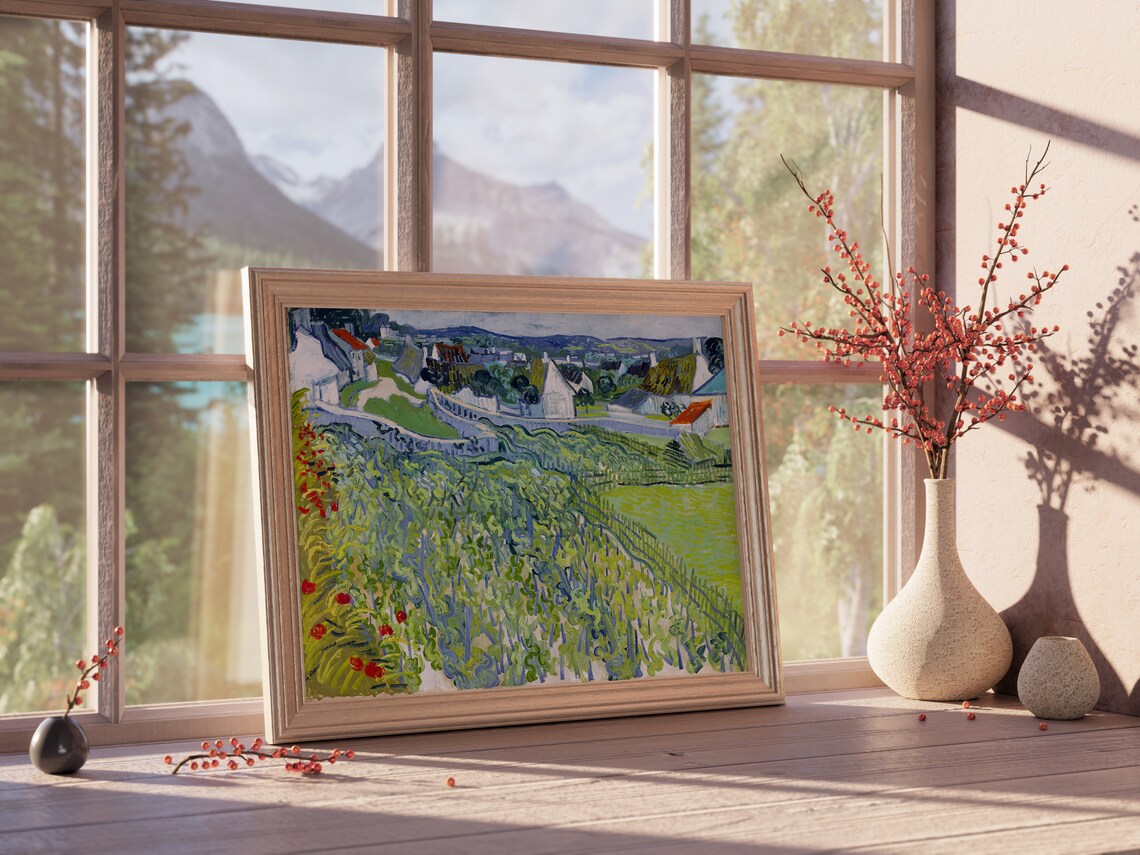 Van Gogh Vineyard View Of Auvers Green Village Countryside Print - Image 4