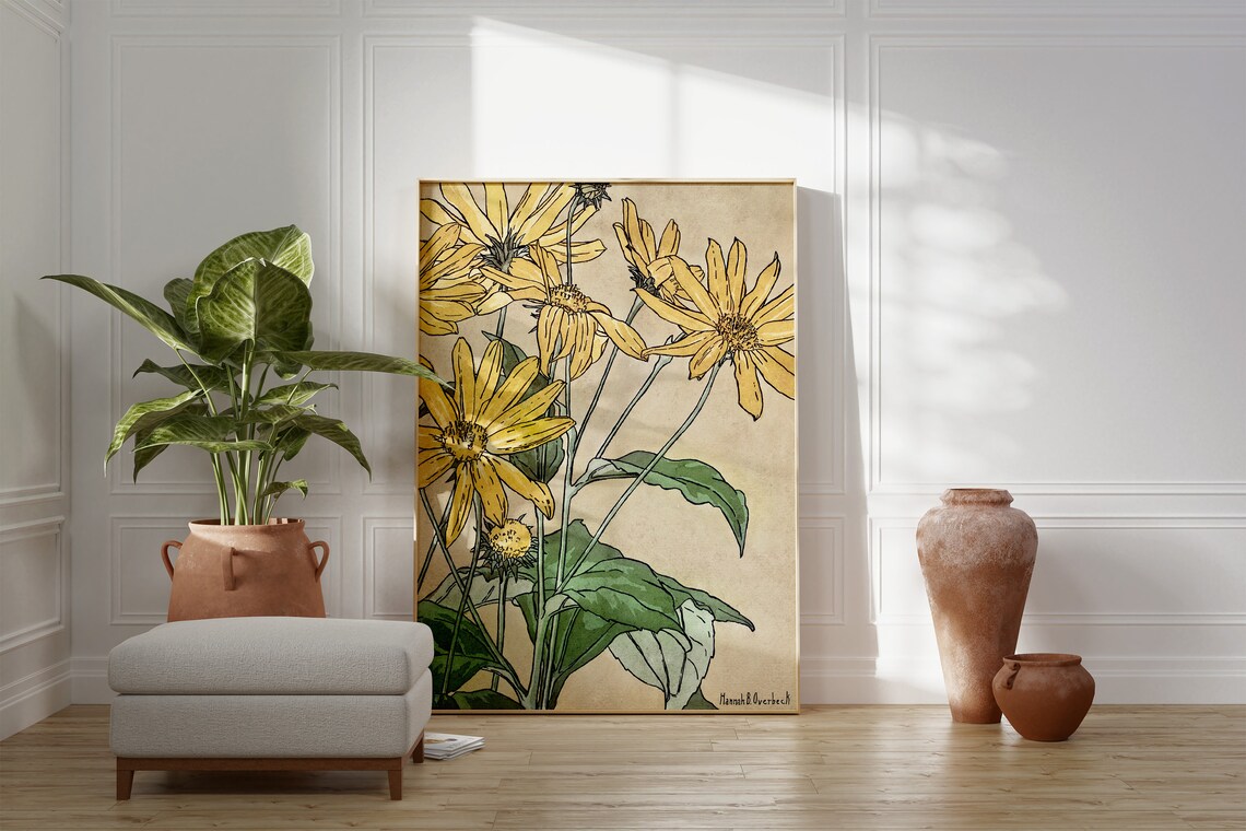 Sunflower Vintage Poster, Retro Floral Art Print - Image 4
