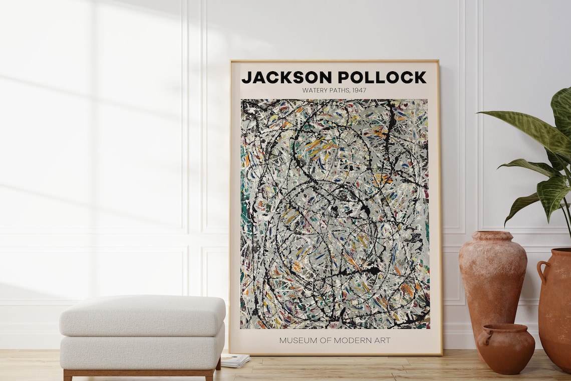 Jackson Pollock-Inspired Watery Paths Abstract Art Print - Image 4
