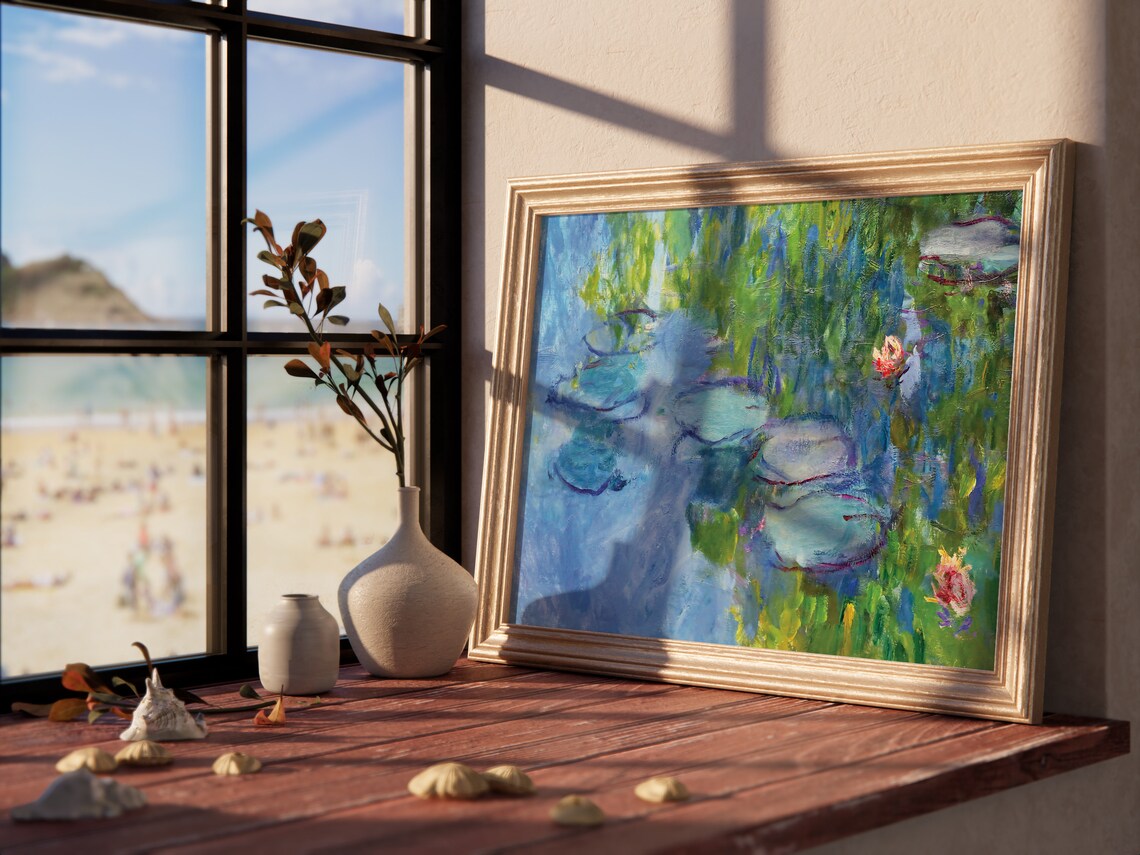 Claude Monet Water Lily Pond Blue Green Abstract Lily Pads Bloom Poster - Image 3