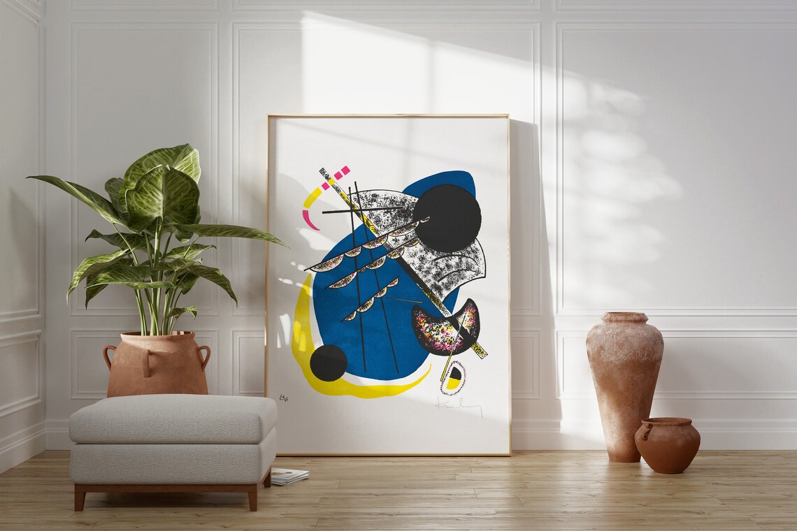 Wassily Kandinsky Geometric Abstract Blue Yellow Minimalist Art Poster - Image 2