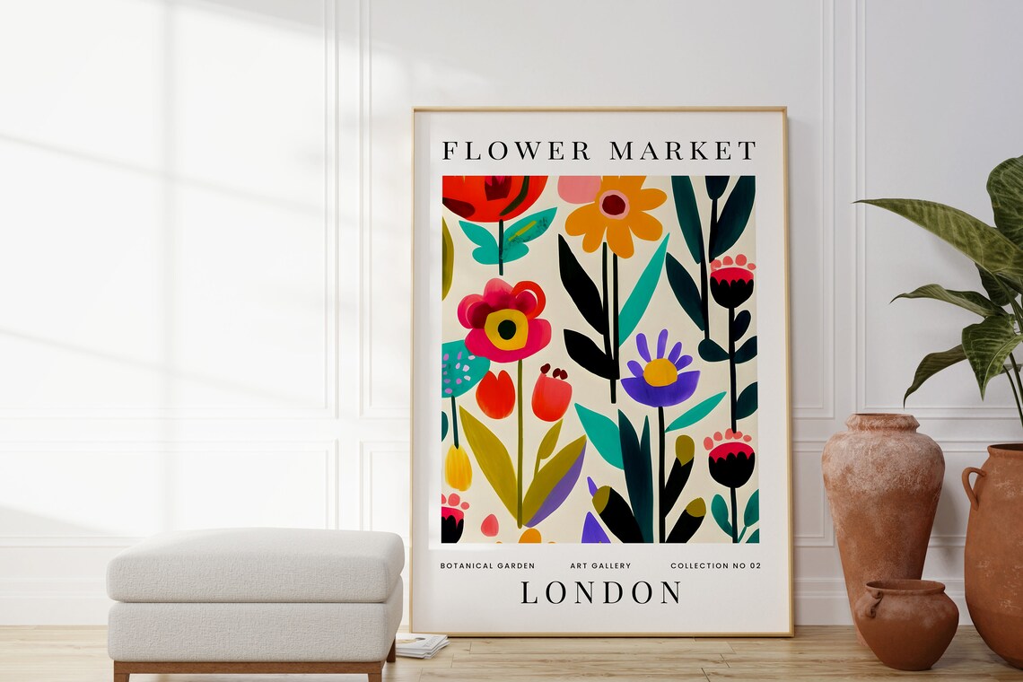 Flower Market London Colorful Botanical Floral Exhibition Poster - Image 5