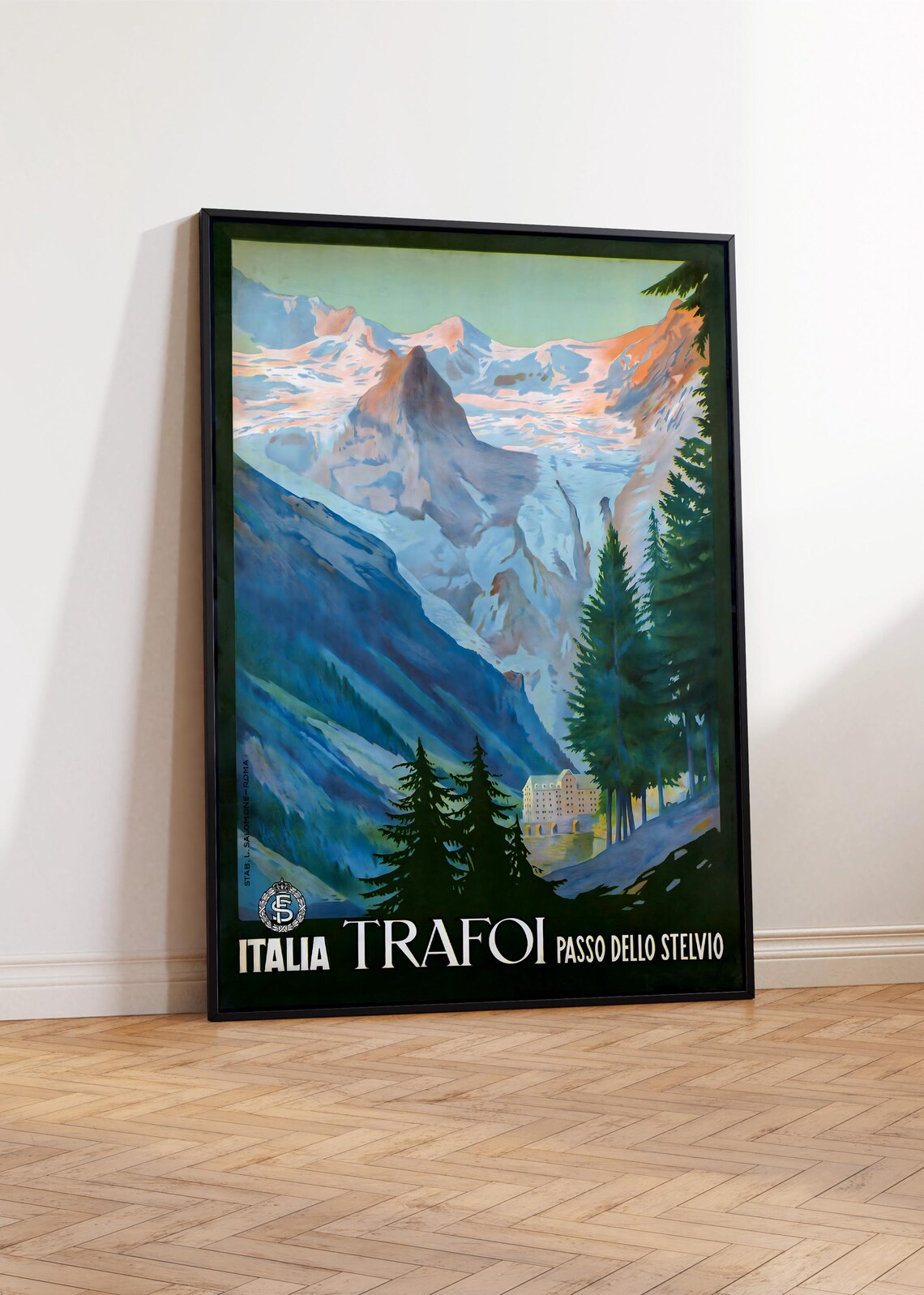 Trafoi Passo Dello Stelvio Italy Vintage Ski Mountain Travel Poster - Image 2