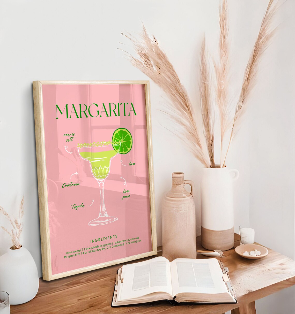 Margarita Cocktail, Pink Modern Bar Chart Poster Print - Image 2