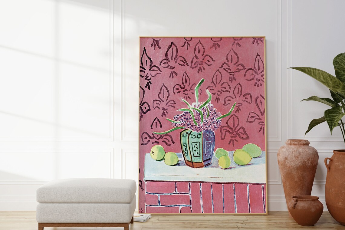 Henri Matisse Still Life With Citrus Purple Flowers Pink Fauvist Wall Poster - Image 2