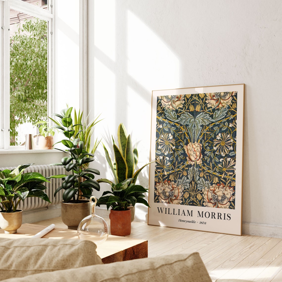 William Morris Honeysuckle 1876 Navy Floral Vintage Pattern Poster - Image 4