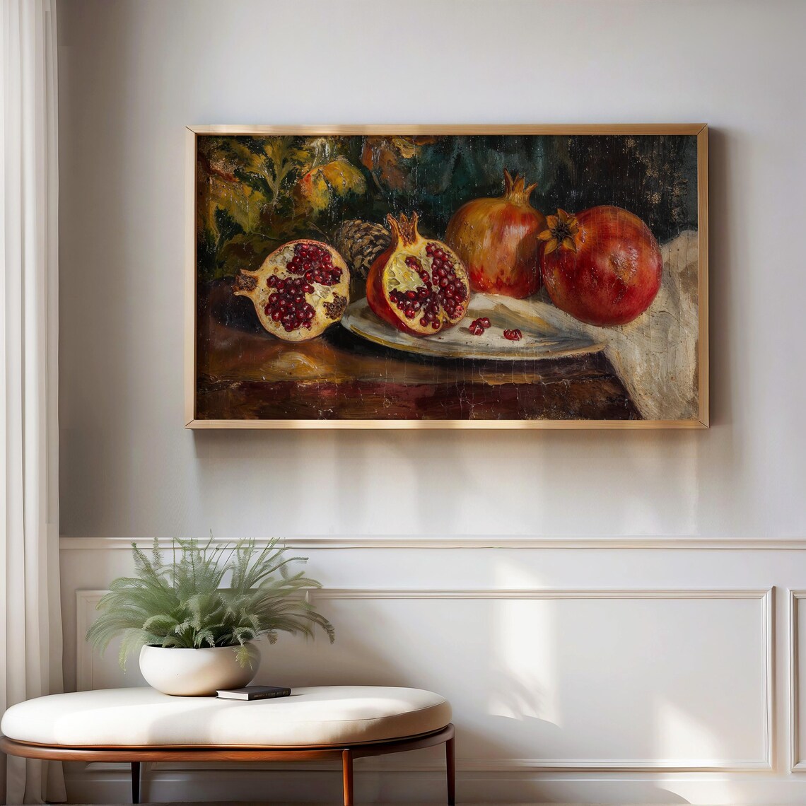 Pomegranate Christmas Rustic Botanical Still Life Poster - Image 3