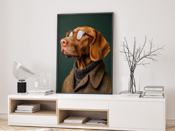 Funny Professor Dog Wall Art Print Quirky Pet Portrait Poster Whimsical For Office Animal Gift Lovers