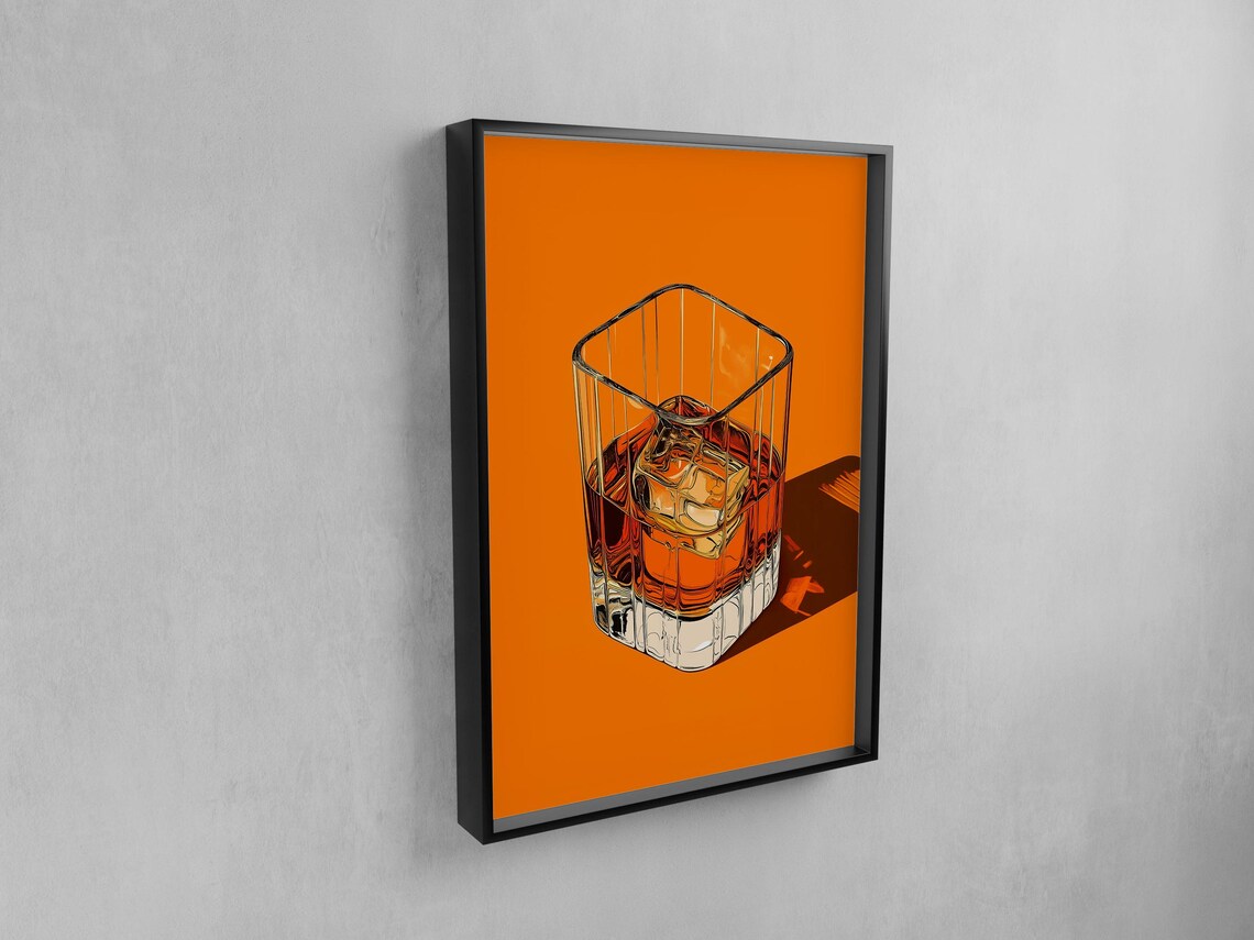 Minimalist Bar Cart Whiskey Poster Print