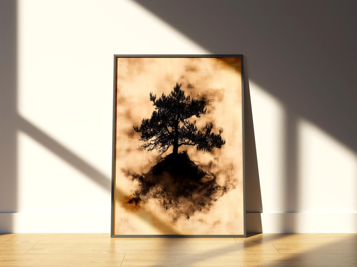 Wabi Sabi Pine Tree Minimalist Nature Art Print
