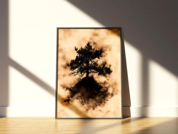 Wabi Sabi Pine Tree Minimalist Nature Art Print