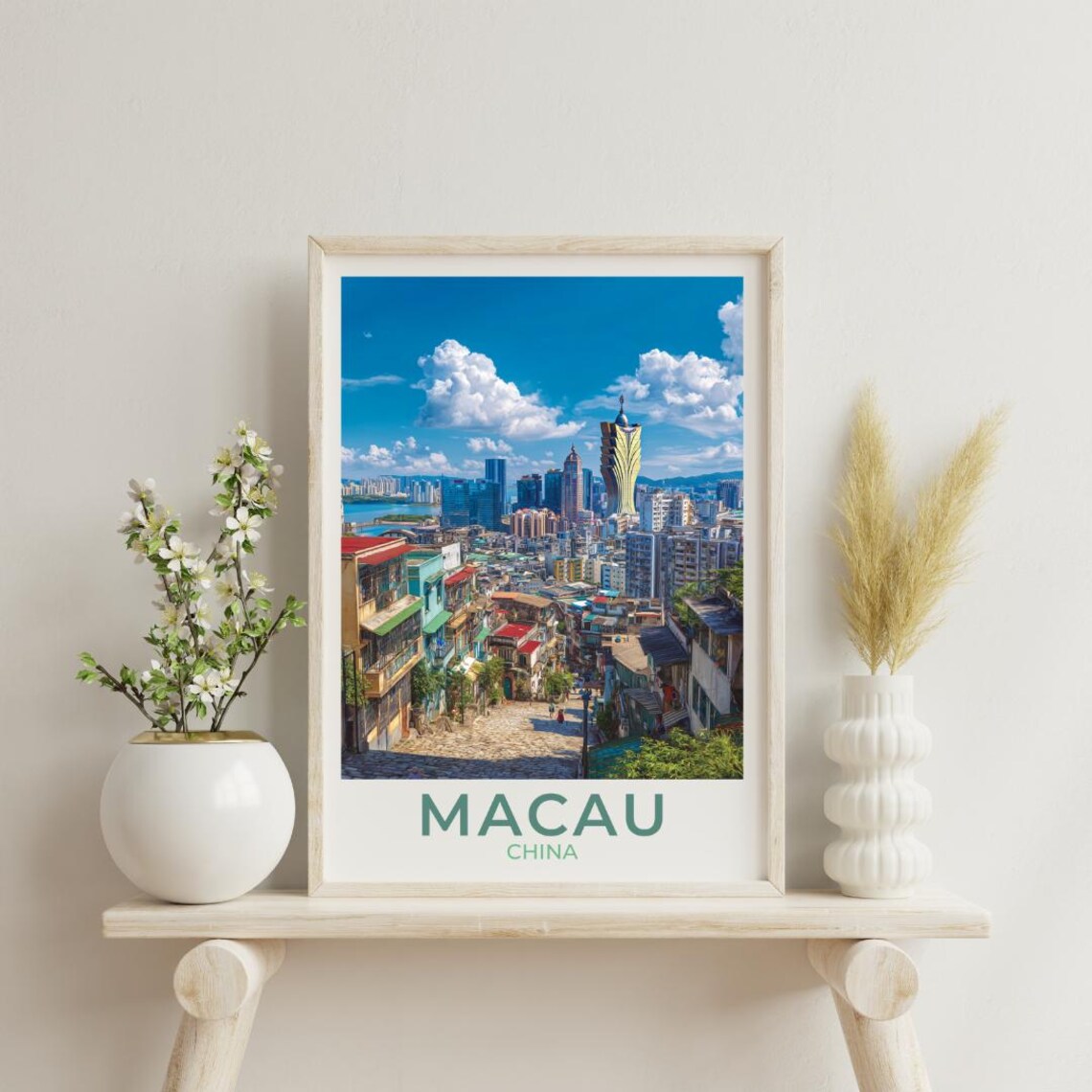 Macau Vintage Style Travel Poster, Scenic Tour