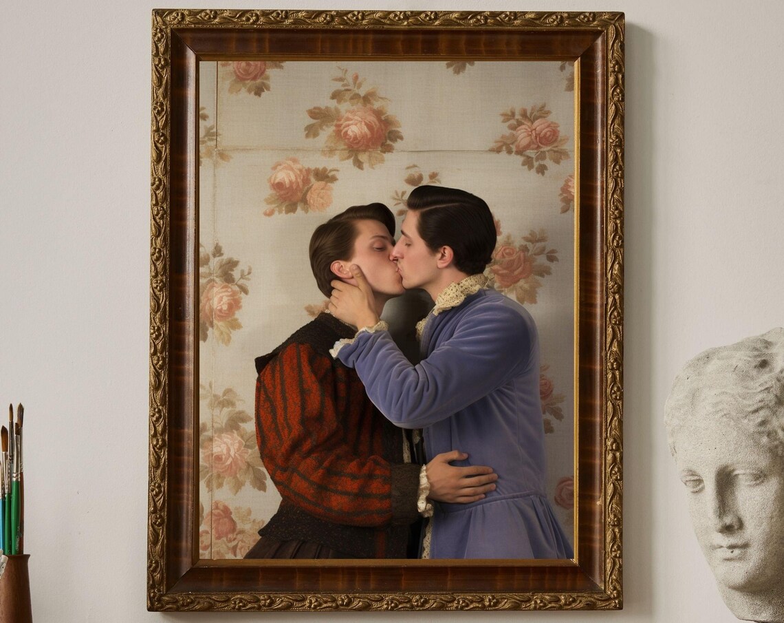 A Kiss No1 Unique Canvas Art Print