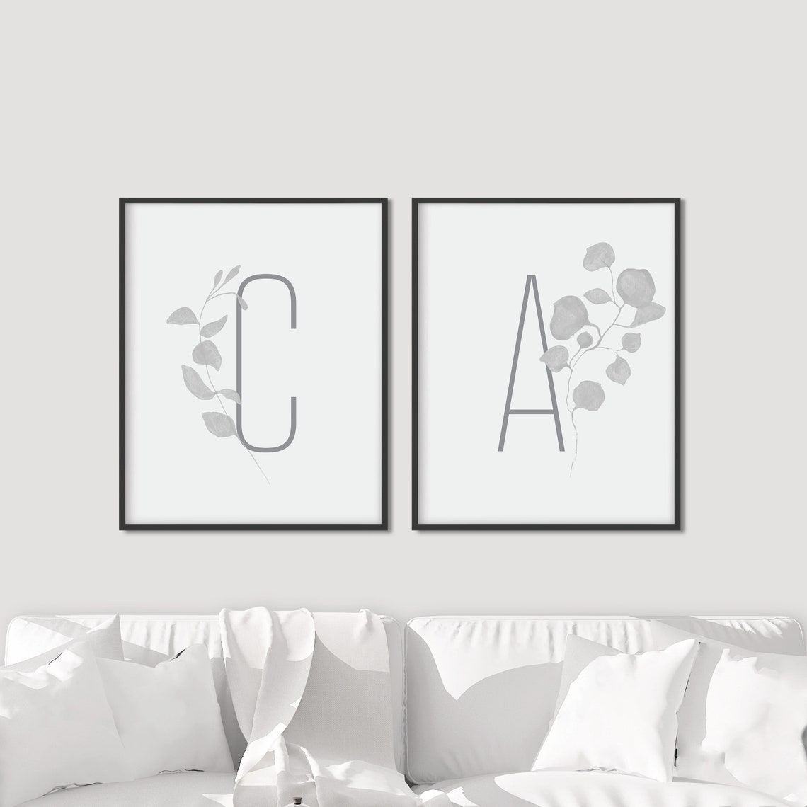 Monogram Letter A Black Eucalyptus Botanical Initial Framed Art Print - Image 5