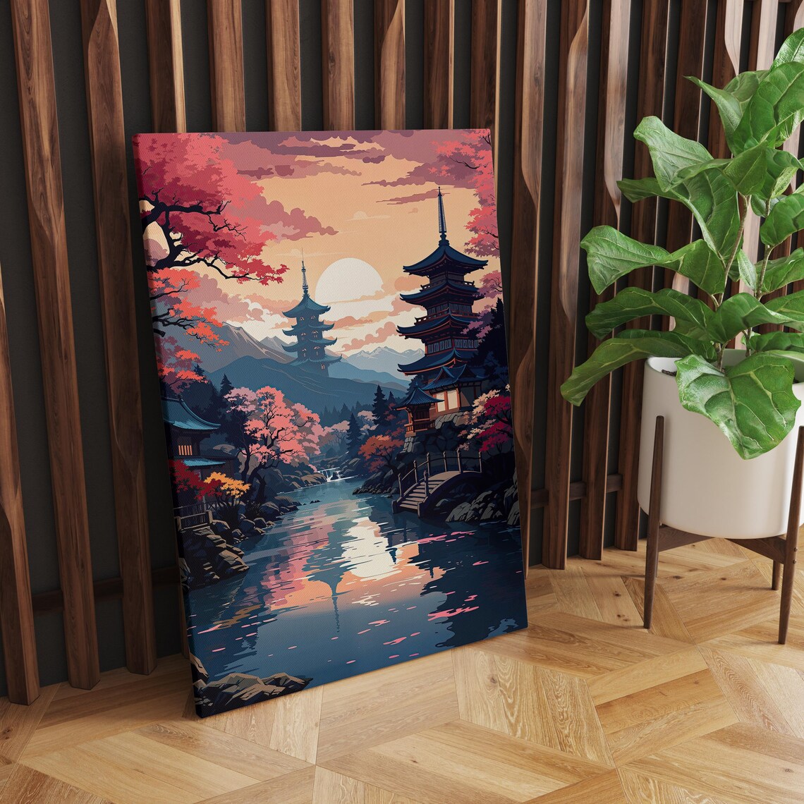 Kyoto Sakura Sunset Lofi Japanese Art Print - Image 2