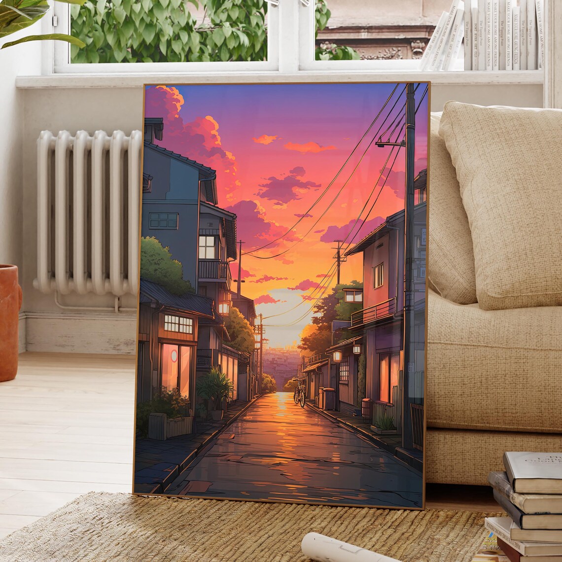 Lofi Anime Quiet Tokyo Street Sunset Poster