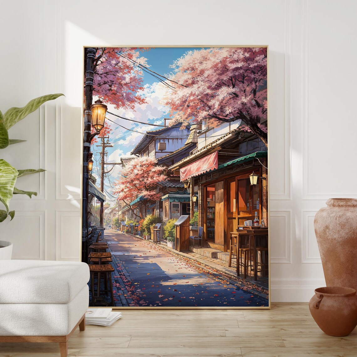 Lofi Sakura Cherry Blossom Anime Street Art Poster - Image 2