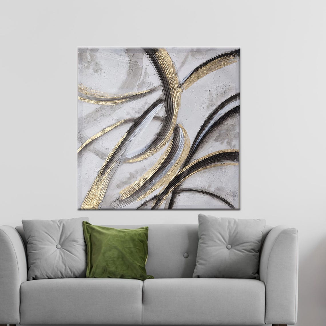 Gold Silver Abstract Canvas Art Modern 3d Wall Decor