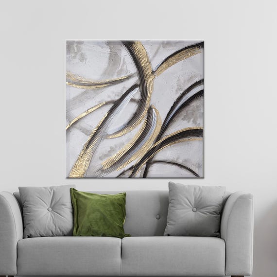 Gold Silver Abstract Canvas Art Modern 3d Wall Decor