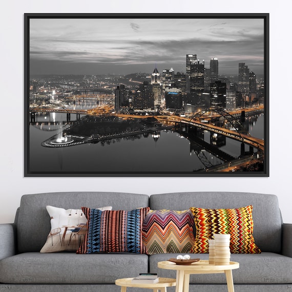Pittsburgh Skyline Art Print, Black and White Cityscape