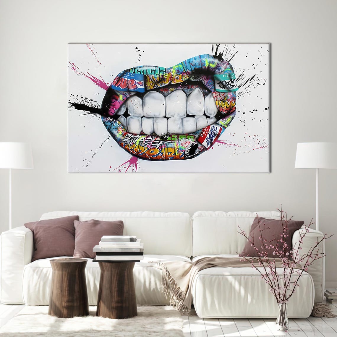 Graffiti Lips Teeth Pop Art Colorful Street Style Urban Decor Poster
