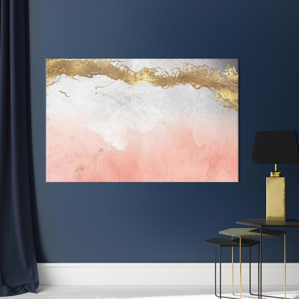 Pink Gold Marble Alcohol Ink Abstract Art Blush Minimalist Wall Print