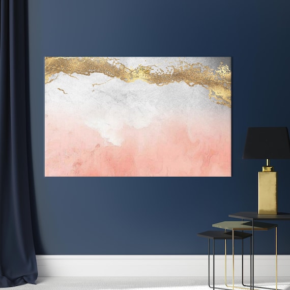 Pink Gold Marble Alcohol Ink Abstract Art Blush Minimalist Wall Print