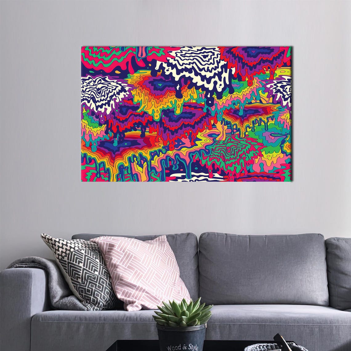Psychedelic Abstract Art Print Colorful Modern Wall Decor