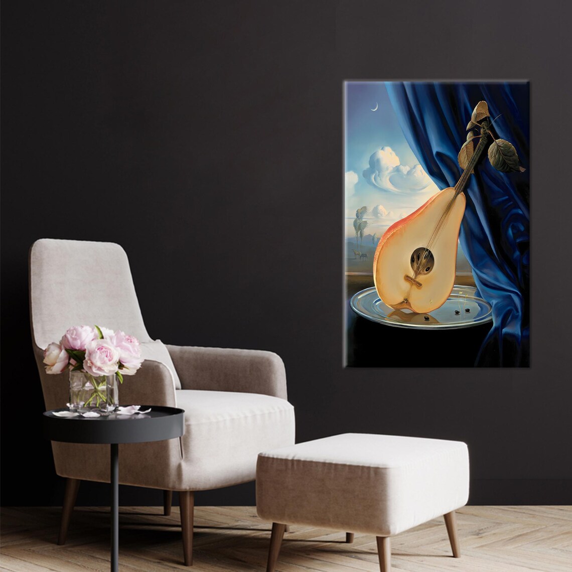 Surreal Pear Shaped Lute Mandolin Still Life Fantasy Painting Poster