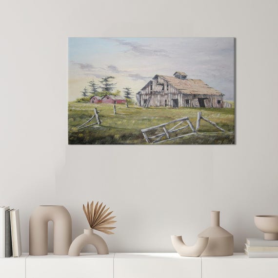 Rustic Poster Personalized Baby Gift Bridesmaid Farm Art View Canvas Old Barn Large Framed Wall