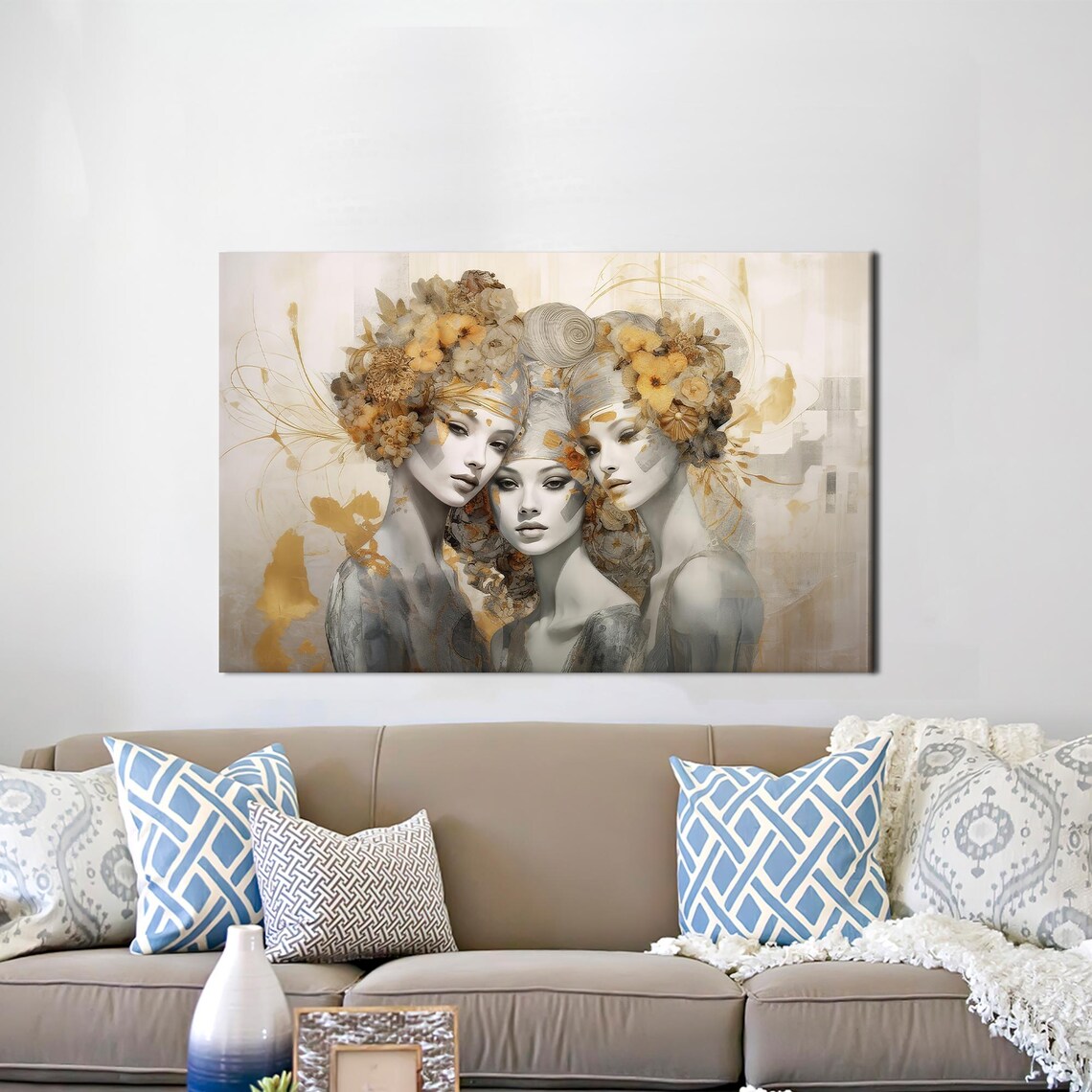 Floral Woman Art Print, Modern Room Decor