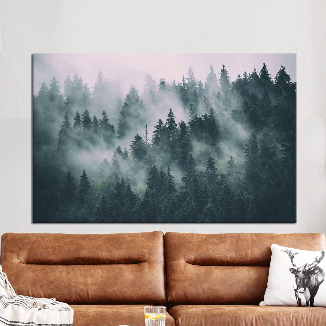 Misty Mountain Forest Foggy Pine Trees Landscape Photo Poster
