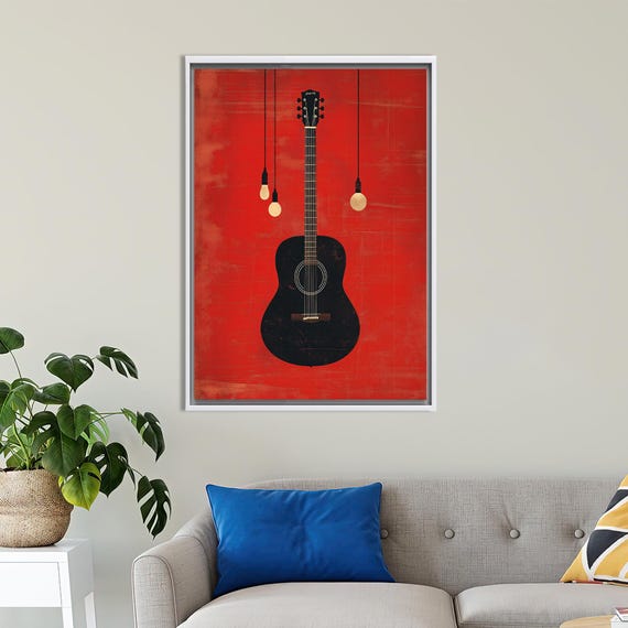 Music Room Jazz Guitar Art Print, Home Decor