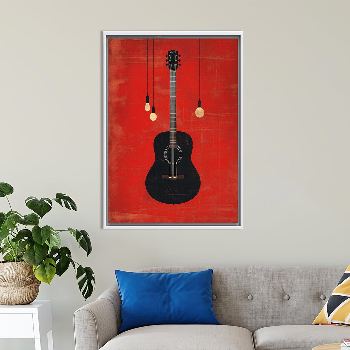 Music Room Jazz Guitar Art Print, Home Decor