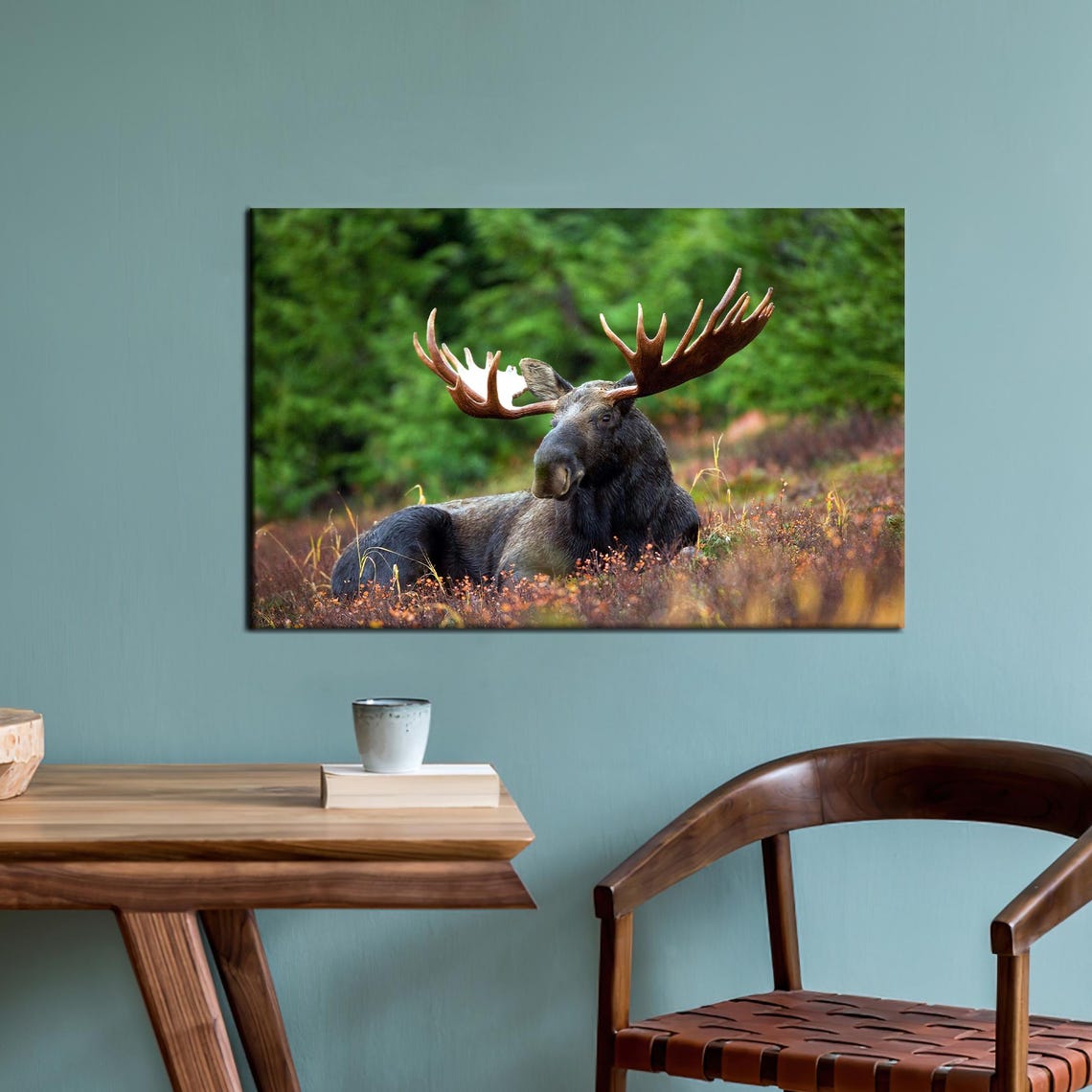 Minimalist Wall Art Deer Decor Horn Artwork Animal 3d Canvas Forest Printed Personalized Wedding Gift