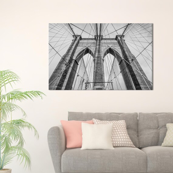 Brooklyn Bridge Black White Photography New York City View Poster