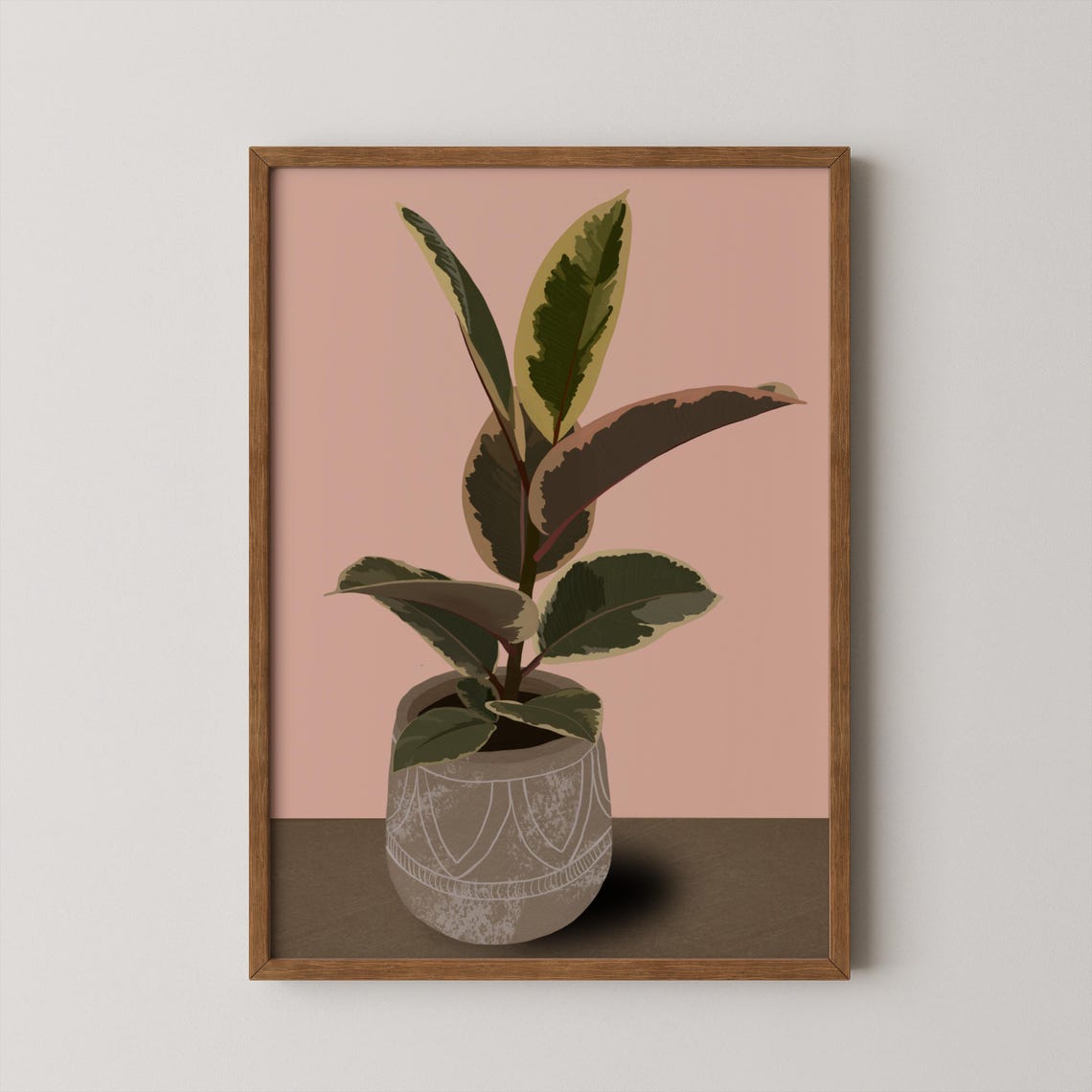 Rubber Plant Ficus Elastica Botanical Art Potted Houseplant Wall Print - Image 6